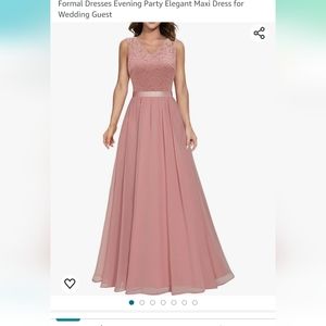 Blush pink  Formal Floral Lace VNeck Prom formal dress Evening Wedding G…